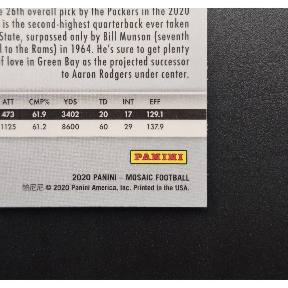 2020 Panini Mosaic Jordan Love #264 NFL Debut Red Mosaic Prizm (RC) Packers